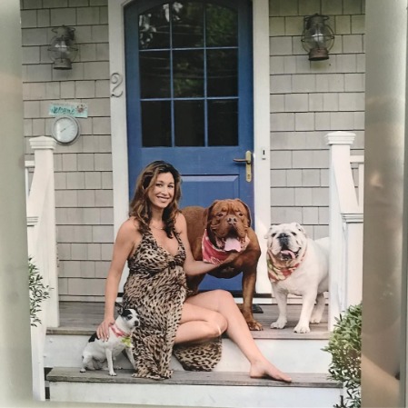 Marielle Hadid with her pet dogs.